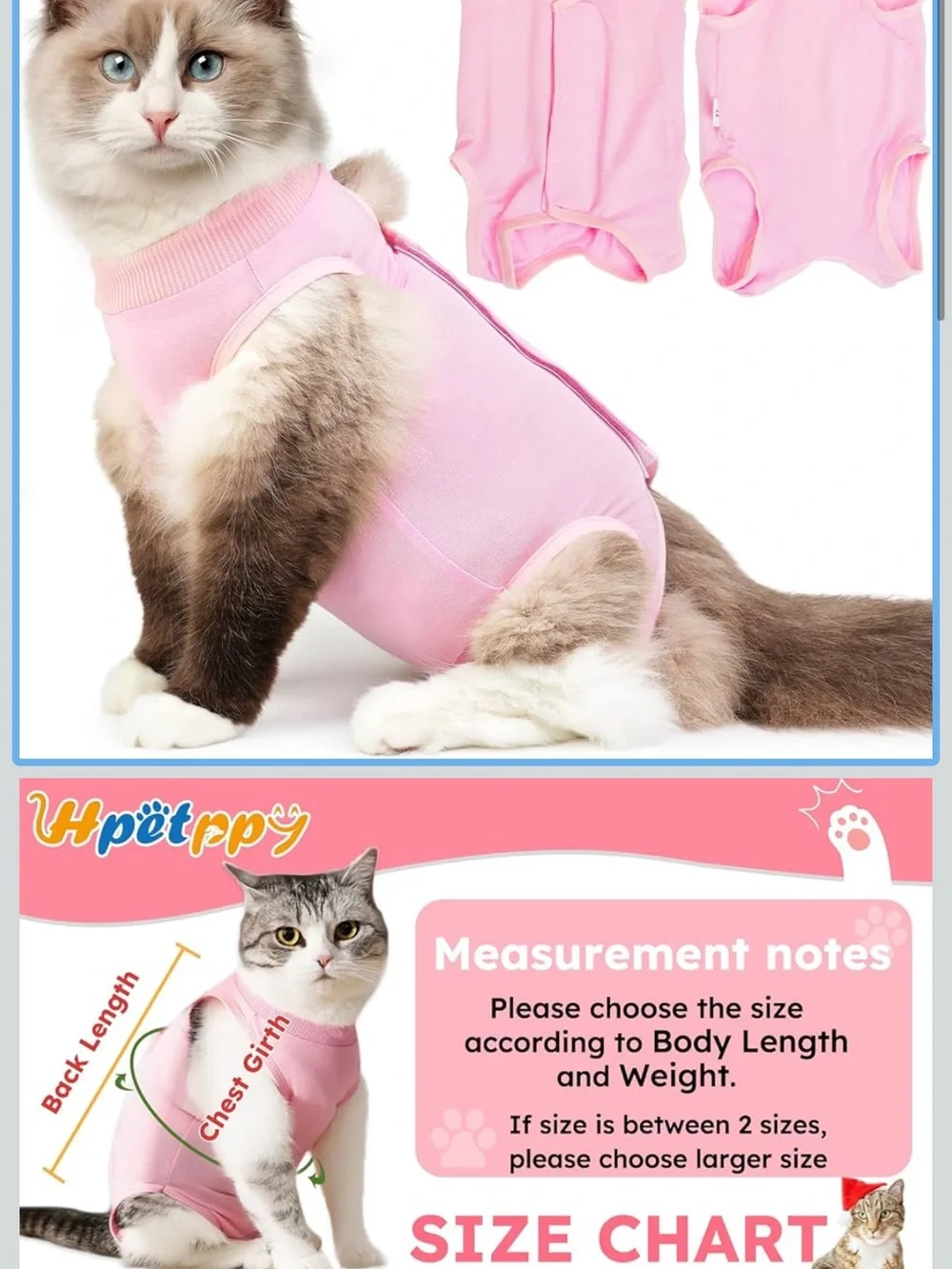 Pink Recovery Cat Onesie - Post-Surgery Comfort suit - size small